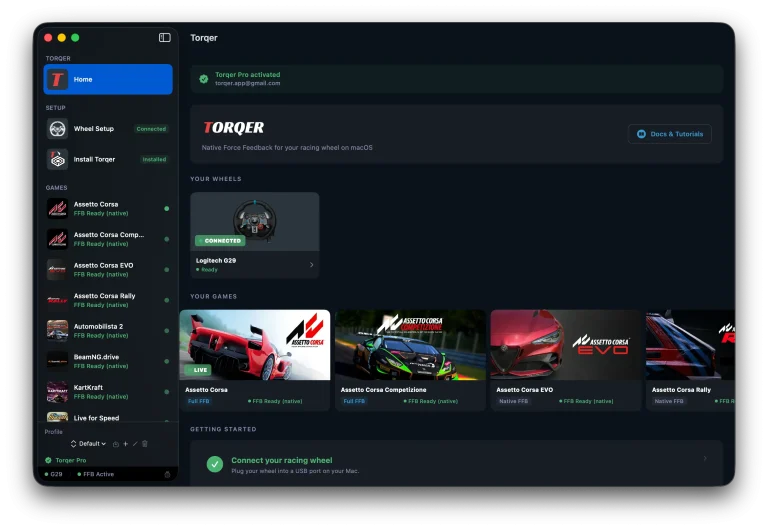 How to set up Force Feedback for Assetto Corsa on Mac (step-by-step with CrossOver + Torqer)