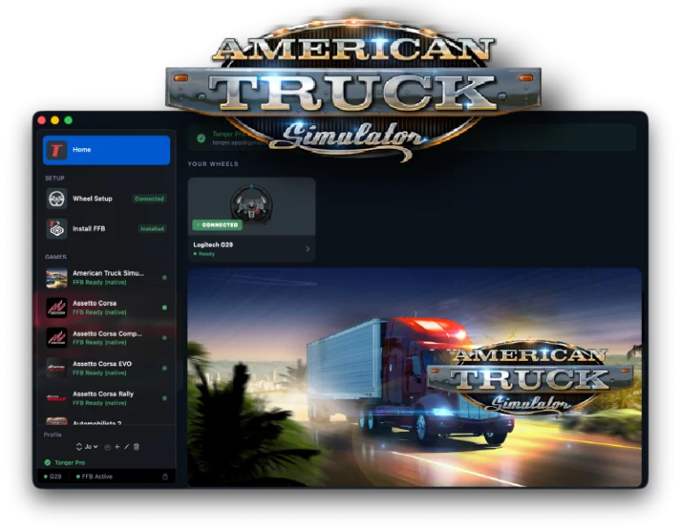 How to play American Truck Simulator on Mac with force feedback (CrossOver + Torqer)