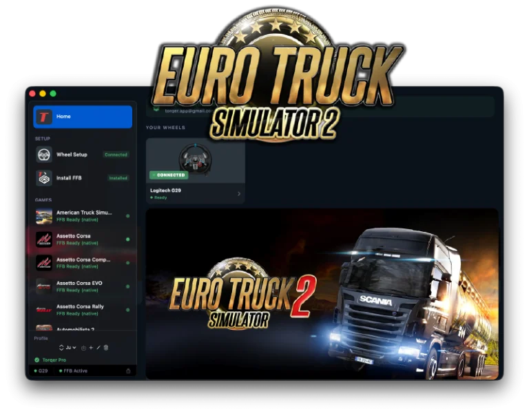 How to play Euro Truck Simulator 2 on Mac with force feedback (CrossOver + Torqer)