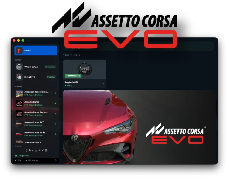 How to play Assetto Corsa Evo on Mac with force feedback (CrossOver + Torqer)