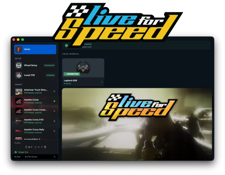 How to play Live for Speed on Mac with force feedback (CrossOver + Torqer)